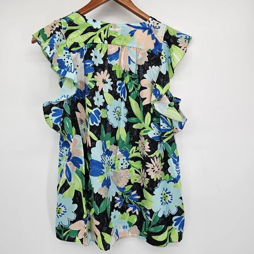 Kate Spade Floral Water Color Ruffle Sleeve Tank Womens Size Small New